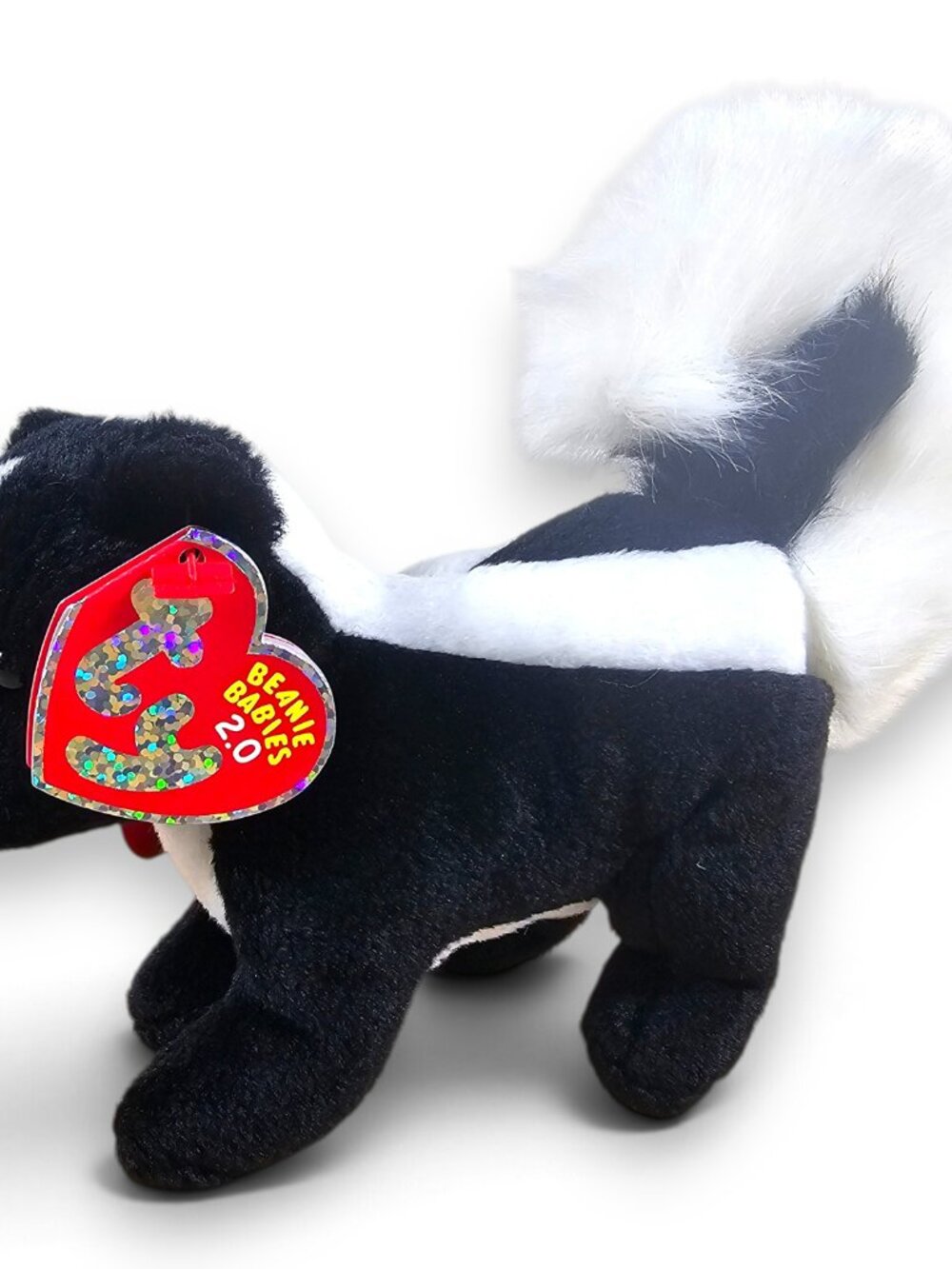 Ty Beanie Babies 2.0 Skunkers Skunk Beanbag Plush Toy Black with Tags 2008 7.5"